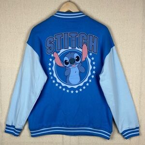 Disney Lilo & Stitch Varsity Jacket Snap Front Embroidered NWT